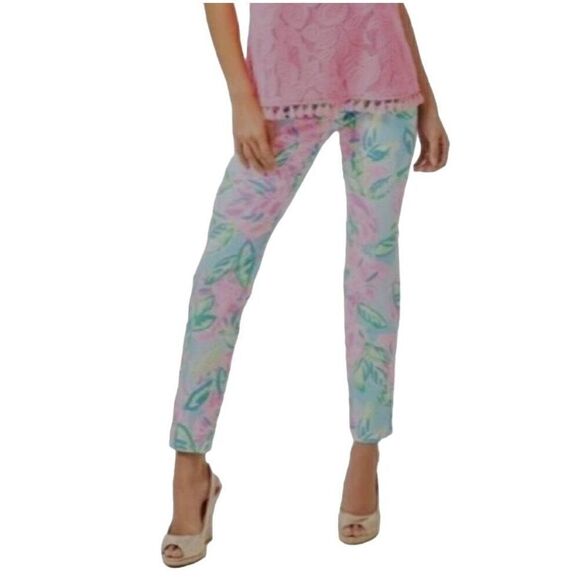 Lilly Pulitzer Kelly High Rise Skinny Ankle Pant Multicolor Totally Blossom Wome - Picture 16 of 16